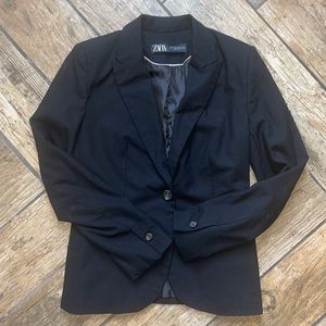 Zara one button basic black blazer  4 EUC